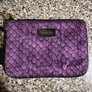 Coach Snakeskin Pattern Purple Wristlet